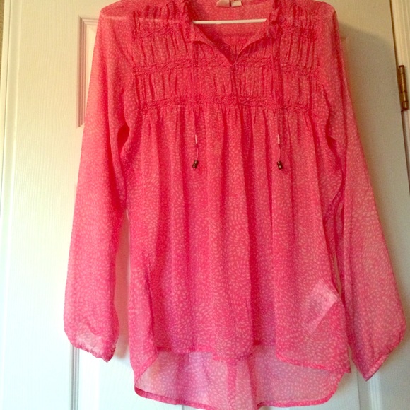 Pink Patterned Sheer Roxy Blouse