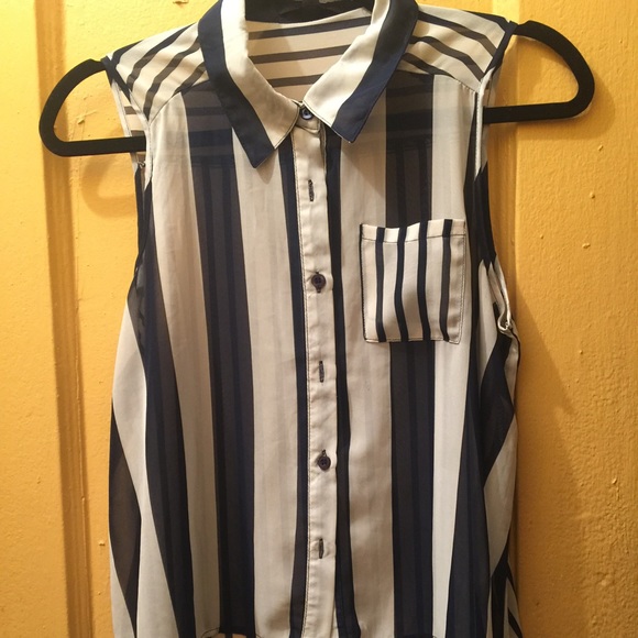 Striped Hi-Lo button down Tank Top