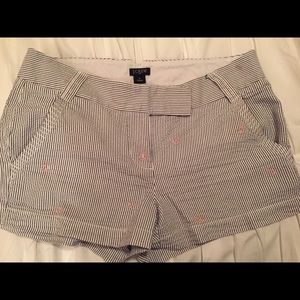 J Crew shorts navy with pink anchors