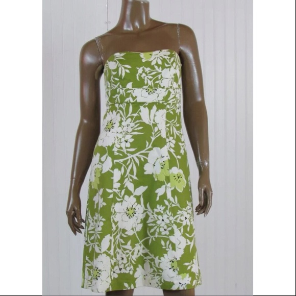 ANN TAYLOR Floral Cotton/Silk Strapless Dress