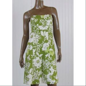 ANN TAYLOR Floral Cotton/Silk Strapless Dress