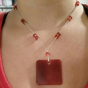 .925 Silver w/ Carnelian NK and Earrings