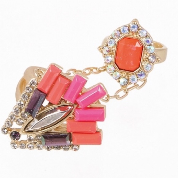 Coral colored double ring