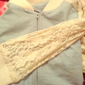 A long sleeve lace jacket zip-up