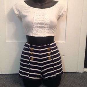 High waist Forever 21 striped shorts