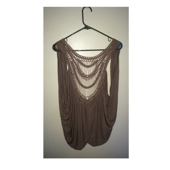 Brown sleeveless cardigan with beautiful back