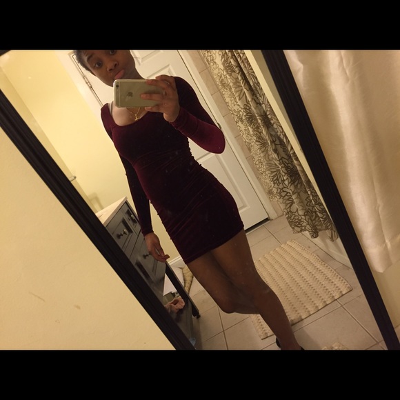 Burgundy velvet dress