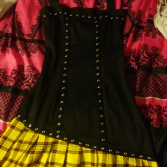 Black and yellow goth dress