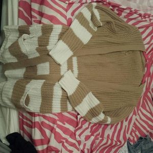 Tan and white cardigan