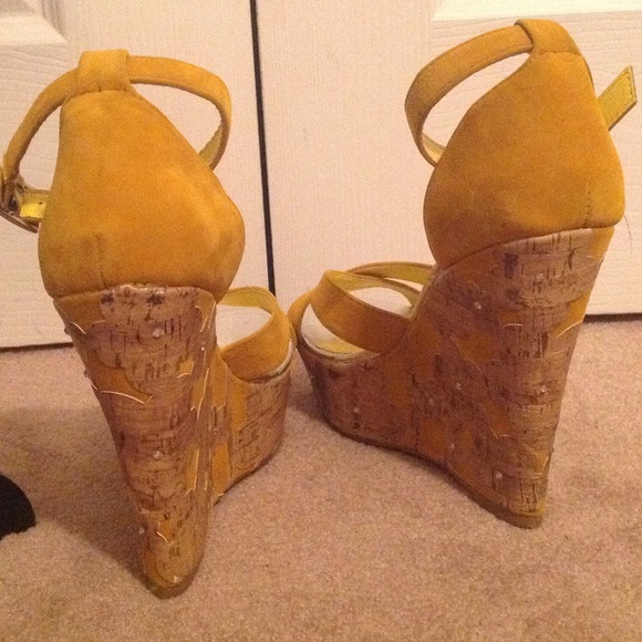 Mustard Yellow Embellished Wedges 8.5 from Jennifer's closet on Poshmark