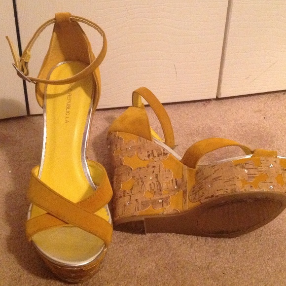 Mustard Yellow Embellished Wedges 8.5 from Jennifer's closet on Poshmark