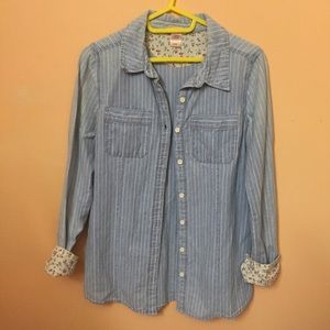 Mossimo Supply Co. Tops - Striped light denim top Mossimo Supply Co. Tops - Striped light denim top