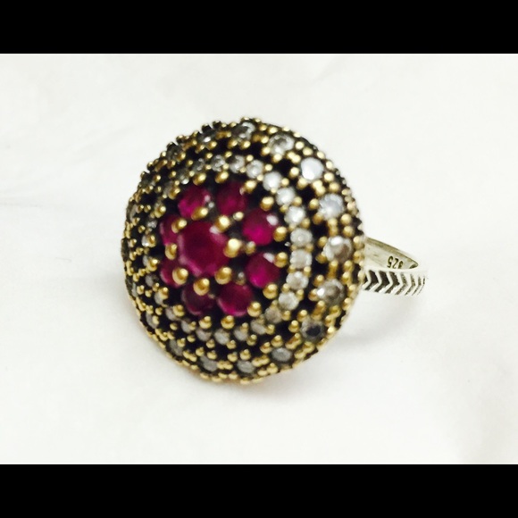 Turkish style Jewelry - 925k sterling silver Ruby topaz Ring