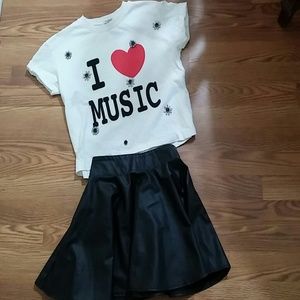 Bundle Forever21 tee and faux leather skirt