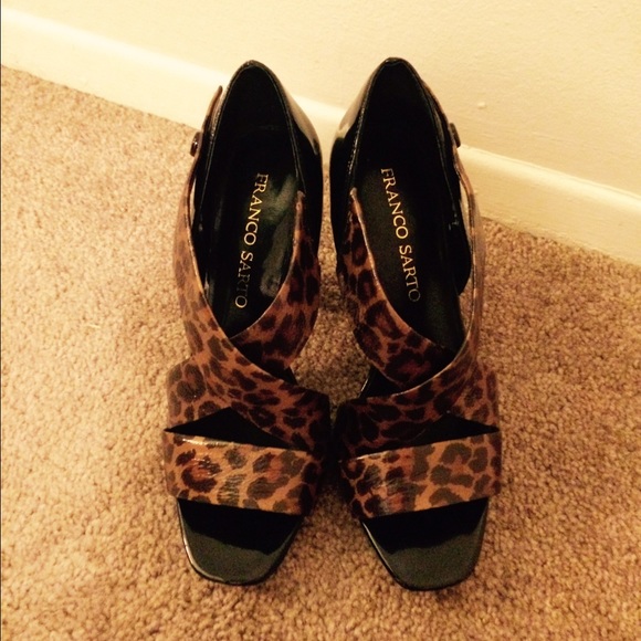Franco Sarto black/ Leopard print Sandel heels