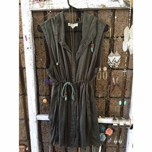 Staring at Stars Hooded Olive Dress