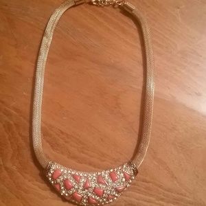 Orange and gold statement necklace