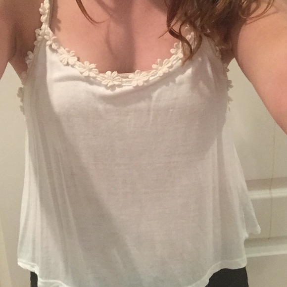 Nordstrom cream tank w/flower straps