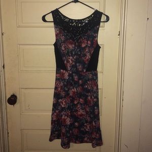 Dress with Lace and Rose Pattern