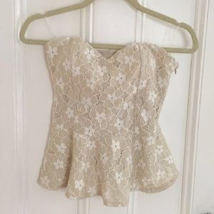 NWOT cream lace peplum top