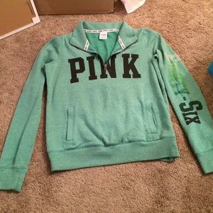 Green VS Pink pullover.
