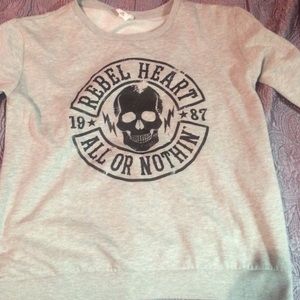 Grey "rebel hearts" sweater