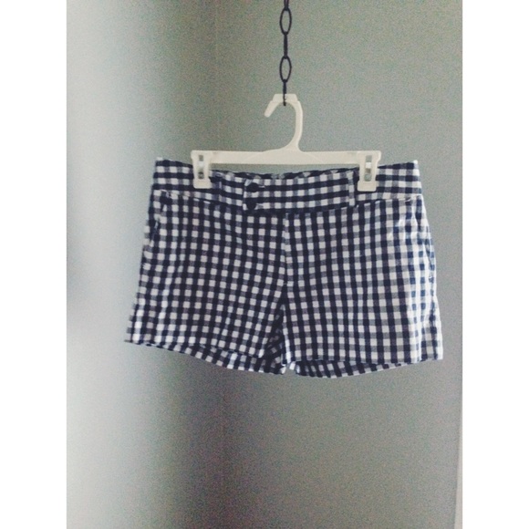 Banana Republic Navy and White Gingham Shorts