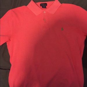 Salmon And Green Logo Polo Shirt