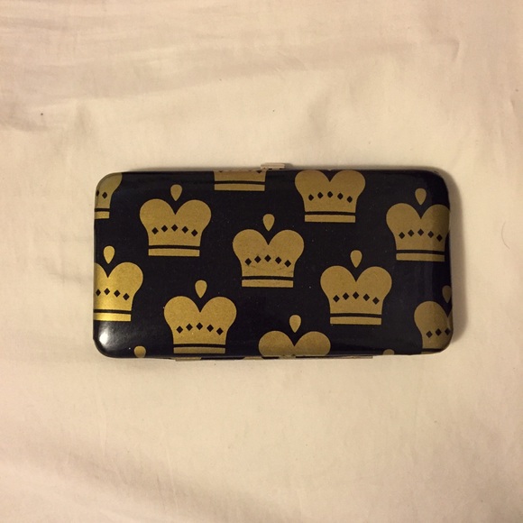 Black and Gold Crown Wallet Clutch
