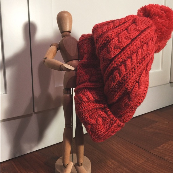 Pink/Red Pom Pom Beanie