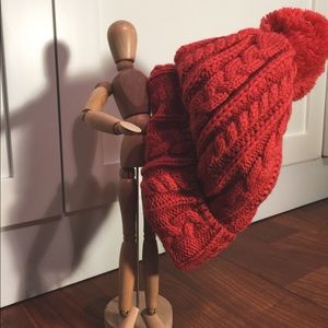 Pink/Red Pom Pom Beanie