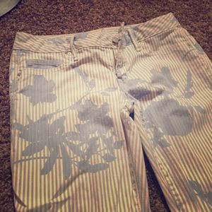 Blue and white floral print gap jeans