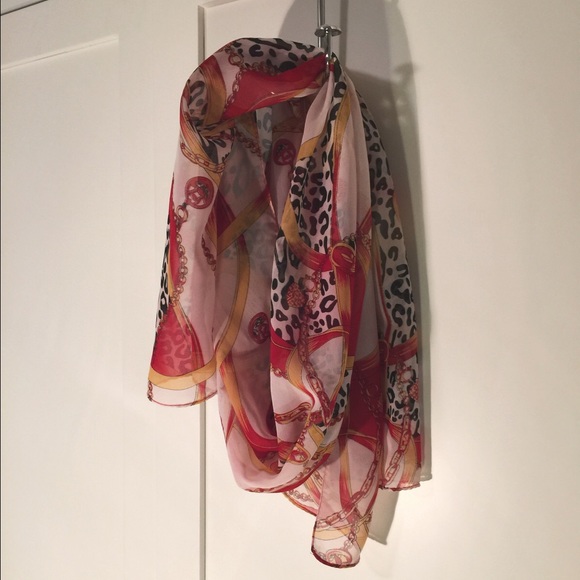 Red and White Design Silky Scarf