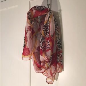 Red and White Design Silky Scarf