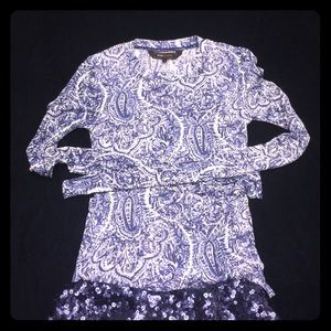 Chic Paisley Printed dark blue/ white BCBG shirt
