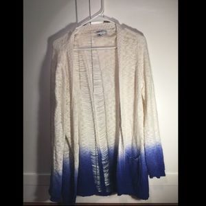 White/Blue Knit Cardigan
