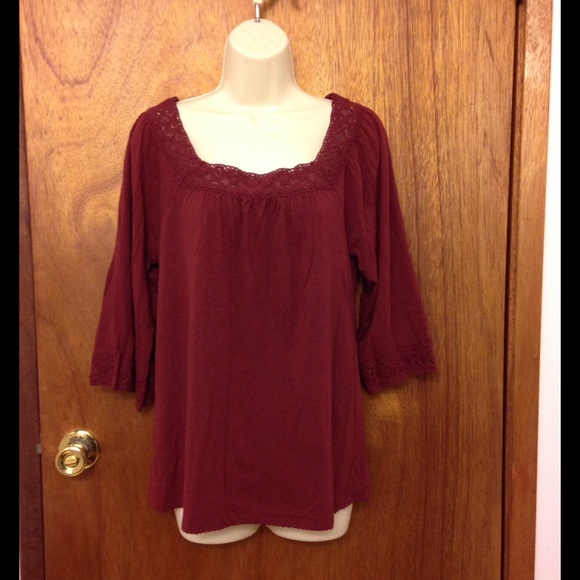 LUCKY BRAND CROCHET DETAIL TOP