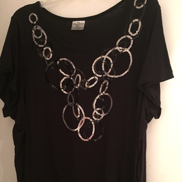 Black tee with sliver grey and black sequins