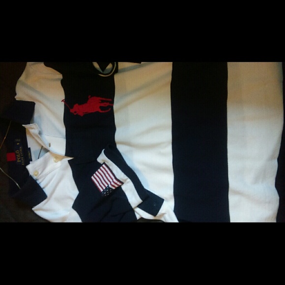 Ralph lauren striped polo navy