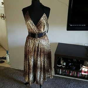 Leopard halter dress