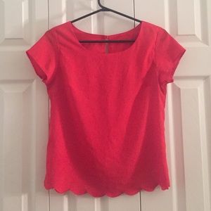 Lush scalloped, red top