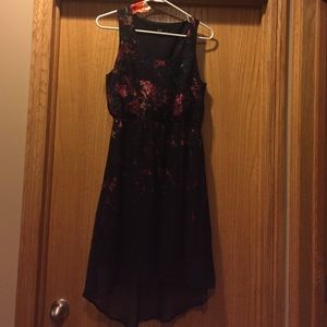 Black floral high-low dress