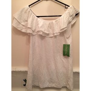 Lilly Pulitzer asymmetrical white top