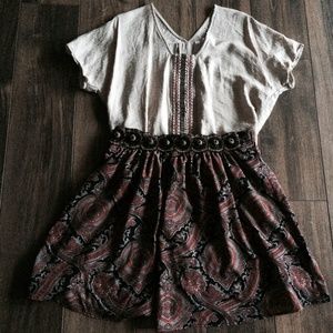 Center Orange and Gold Embellished Cream Top