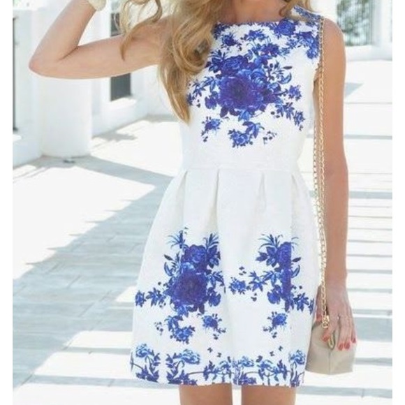 Blue and white dress