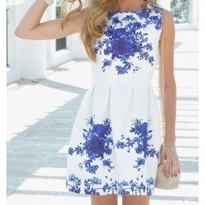Blue and white dress