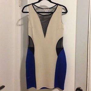 Party Dress, Tan/Blue/Black with Mesh!