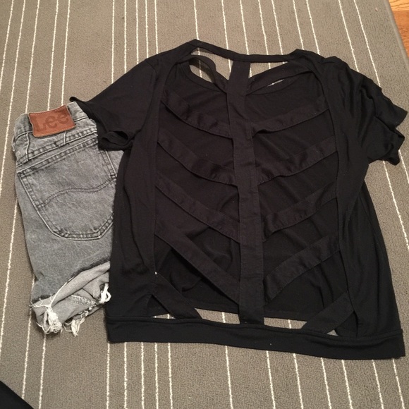 black cut out shirt