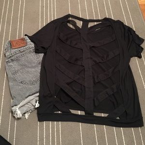 black cut out shirt