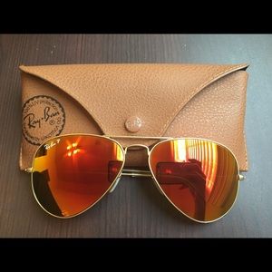 reflective orange rayban aviators